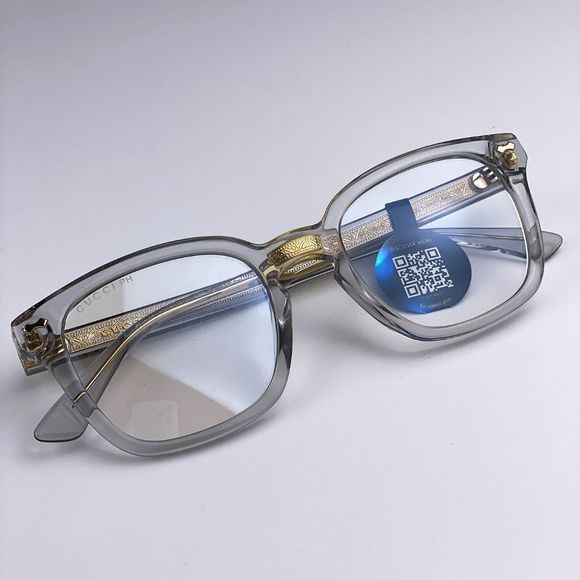 🫧NEW GUCCI LOGO GG0184S 001 Transparent Gray Photochromic Square Unisex Frame - Picture 3 of 15